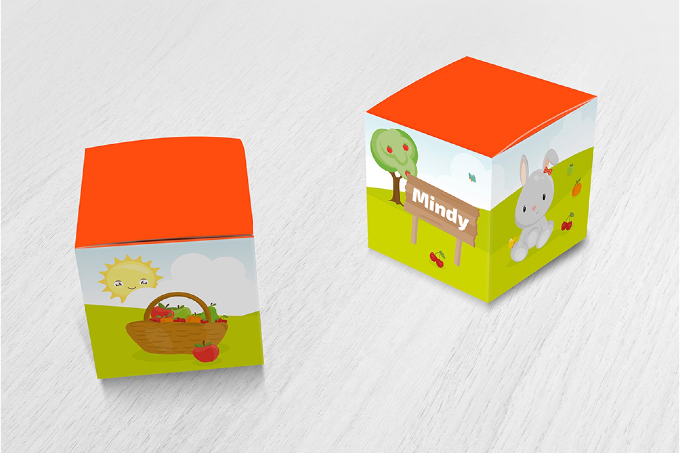 Konijntje met fruitmand